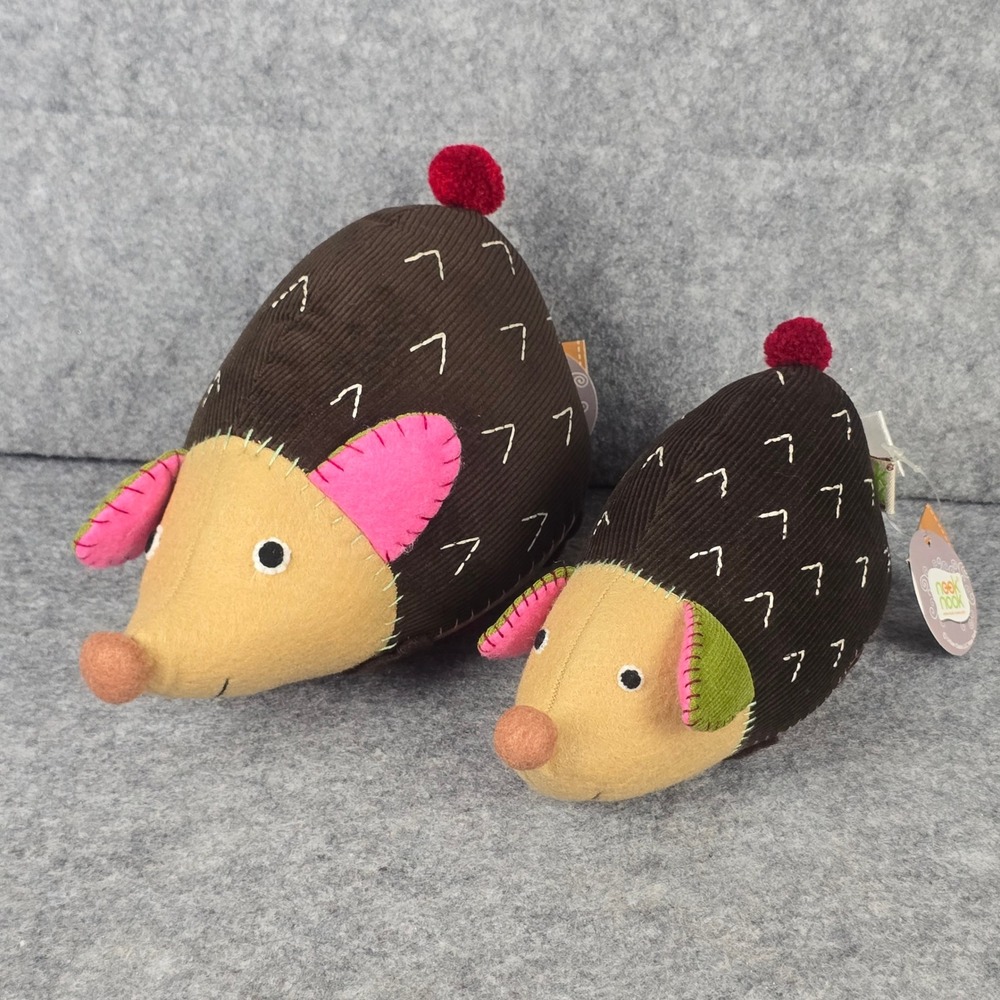 Nook Nook Hedgehog Decor Set Brown Corduroy Handcrafted‎ 2pc Decor Handcrafted